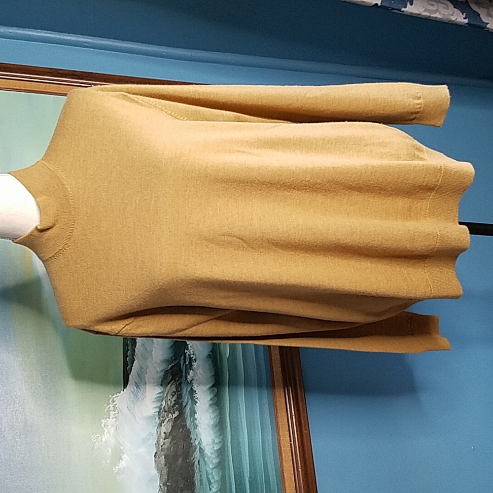 Murano Tan Merino Wool Longsleeve Mock Turtleneck Sweater